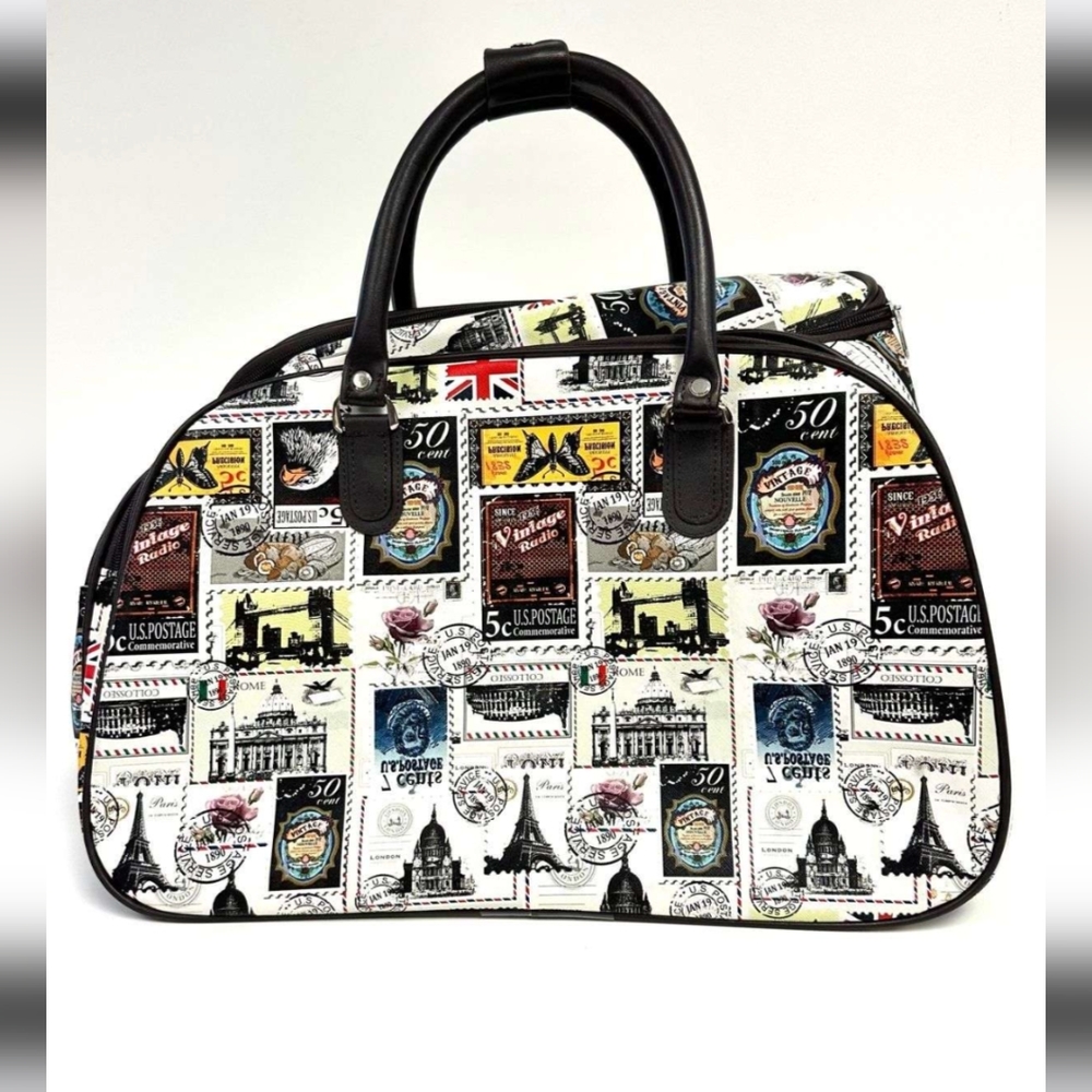 Travel Tote w/Destination Designs Zippered/Snap Closure